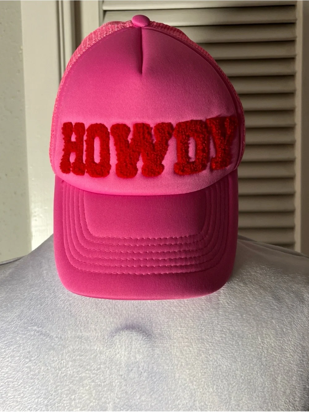 Iscrean  Hot Pink 'HOWDY' Mesh Trucker Hat adjustable hat